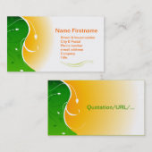 White flower Green Grass met Oranje Sunny Sunset Visitekaartje (Voorkant / Achterkant)