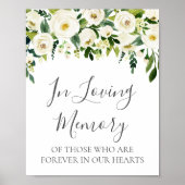 White Flower Green in Loving Memory Sign Poster (Voorkant)
