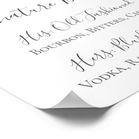 White Flower Green Signature Drinken Cocktail Sign Poster (Hoek)