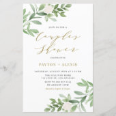 White Flower Greenery Couples Shower Invitation (Voorkant)