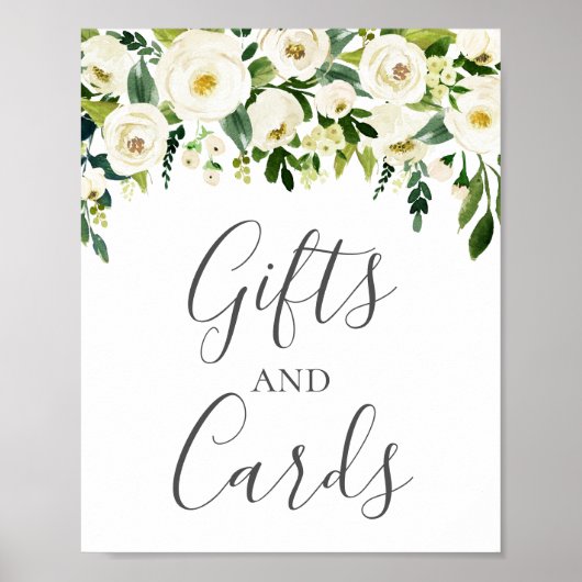 White Flower & Greenery Gifts and Kaarten Table Si Poster (Voorkant)