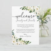 White Flower Greenery Wedding Hotel Welkom Kaarten (Staand voorkant)