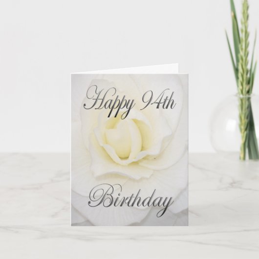 White Flower Happy 94th Birthday Kaart (Voorkant)