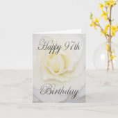 White Flower Happy 97th Birthday Kaart (Gele Bloem)