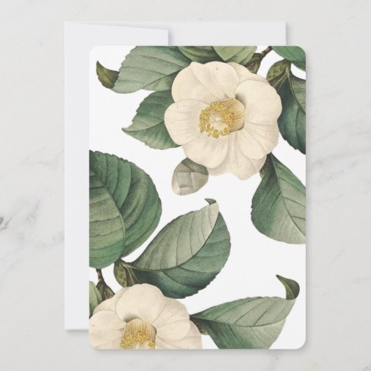 White Flower Lijst Wedding Invitation Kaart (Achterkant)