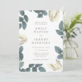 White  Flower Lijst Wedding Invitation Kaart (Staand voorkant)