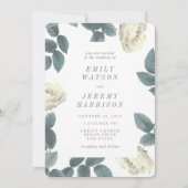 White  Flower Lijst Wedding Invitation Kaart (Voorkant)