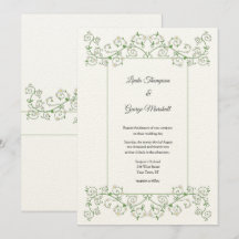 White Flower limding Vine Wedding Invitation