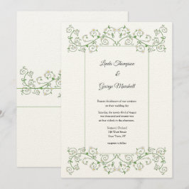 White Flower limding Vine Wedding Invitation