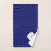 White Flower & Monogram op Navy Blue Bad Handdoek (Handdoek)