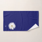 White Flower & Monogram op Navy Blue Bad Handdoek (Handdoek)