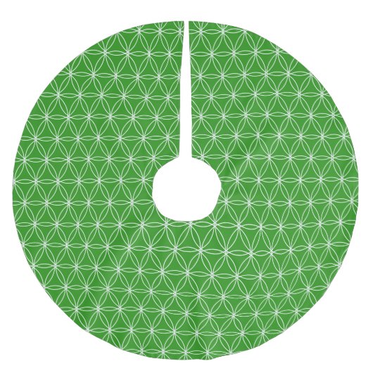 White Flower of Life Pattern on Green Kerstboom Rok (Voorkant)
