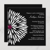 White Flower on Black Bridal Shower Invitation Kaart (Voorkant / Achterkant)