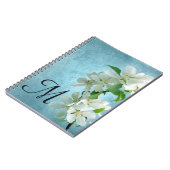 White Flower on Blue Monogram Initiaal Notitieboek (Linkerzijde)