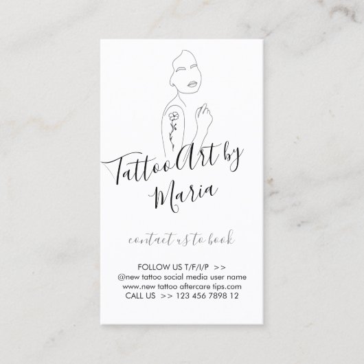 White Flower on Girl Shoulder New Tattoo Aftercare Visitekaartje (Voorkant)