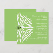 White Flower on Green Baby shower Invitation Kaart (Voorkant / Achterkant)