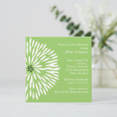 White Flower on Green Baby shower Invitation Kaart (Staand voorkant)