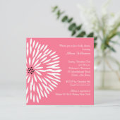 White Flower on Pink Baby shower Invitation Kaart (Staand voorkant)