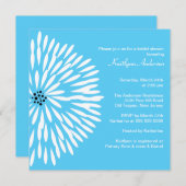 White Flower on Turquoise Bridal Shower Invitation Kaart (Voorkant / Achterkant)