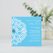 White Flower on Turquoise Bridal Shower Invitation Kaart (Staand voorkant)