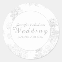 White Flower on White Wedding Ronde Sticker