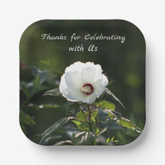 White Flower Paper Borden Papieren Bordje (Voorkant)