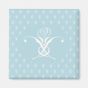 White Flower Pastel Blue Easter Magneet