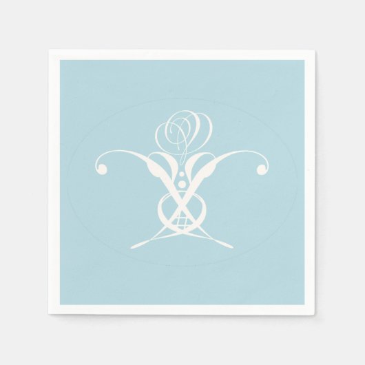 White Flower Pastel Blue Easter Servet (Voorkant)
