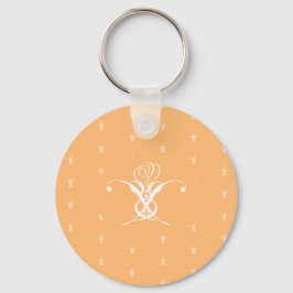 White Flower Pastel Oranje Pasen Sleutelhanger