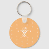 White Flower Pastel Oranje Pasen Sleutelhanger (Achterkant)