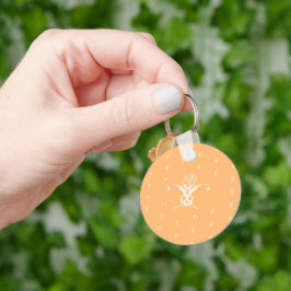 White Flower Pastel Oranje Pasen Sleutelhanger