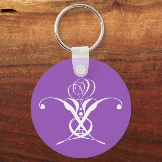 White Flower Pastel Paars Pasen Sleutelhanger (Voorkant)