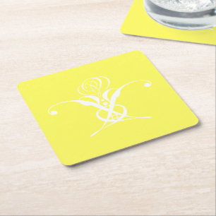White Flower Pastel Yellow Easter Kartonnen Onderzetters