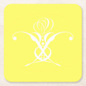 White Flower Pastel Yellow Easter Kartonnen Onderzetters (Voorkant)