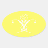 White Flower Pastel Yellow Easter Ovale Sticker (Voorkant)