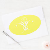 White Flower Pastel Yellow Easter Ovale Sticker (Envelop)