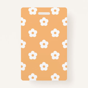 White Flower Pattern Badge