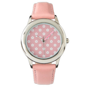 White Flower Pattern Horloge