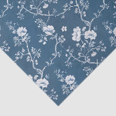 White Flower Pattern on Blue Background Tissuepapier (Detail)