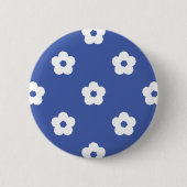 White Flower Pattern Ronde Button 5,7 Cm (Voorkant)