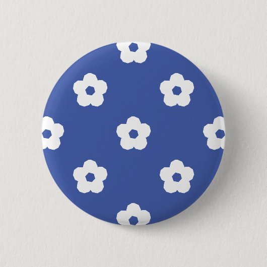 White Flower Pattern Ronde Button 5,7 Cm (Voorkant)