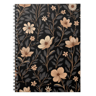 White Flower Pattern Spiral Notitieboeken