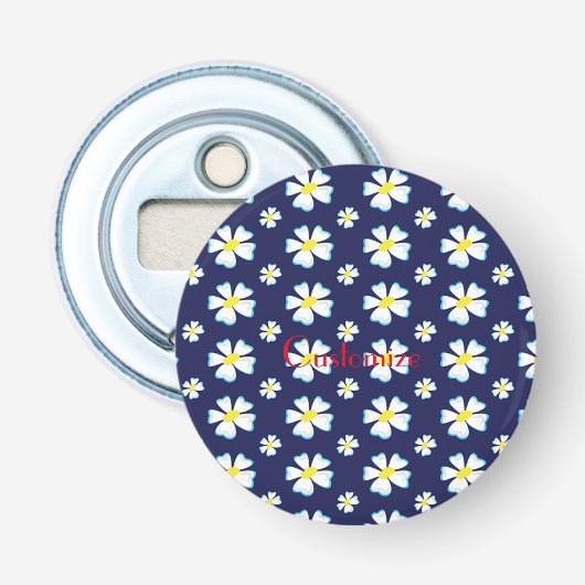 White Flower Pattern Thunder_Cove Button Flesopener (Voorkant)