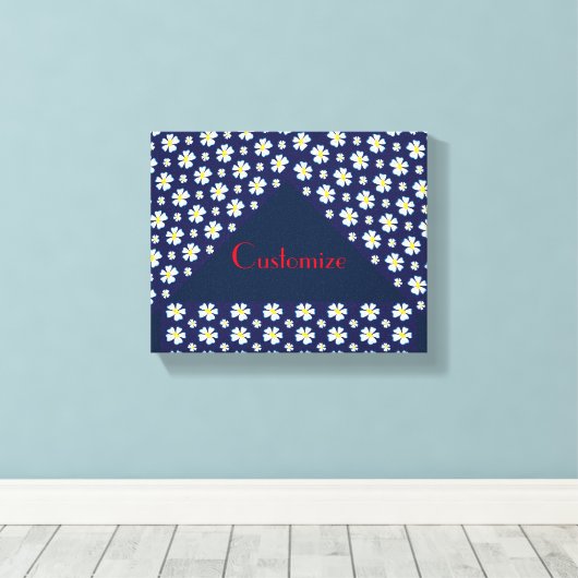 White Flower Pattern Thunder_Cove Canvas Afdruk (Insitu (Houten vloer))