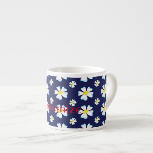 White Flower Pattern Thunder_Cove Espresso Kop (Voorkant rechts)