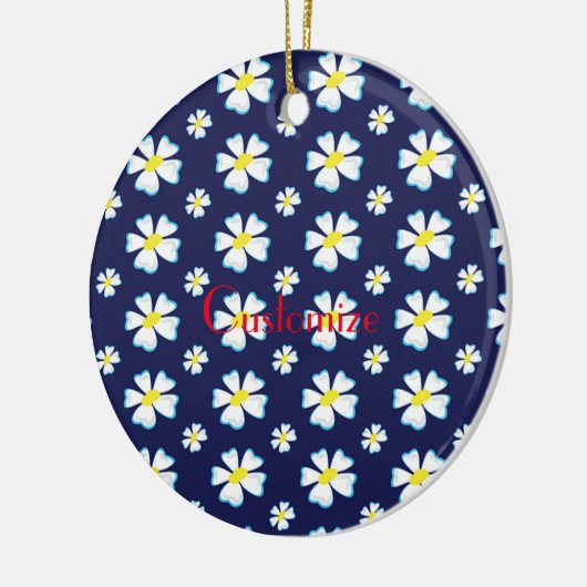 White Flower Pattern Thunder_Cove Keramisch Ornament (Links)