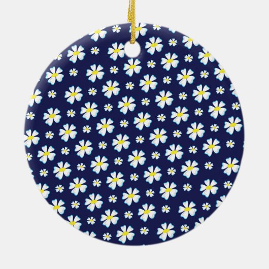 White Flower Pattern Thunder_Cove Keramisch Ornament (Achterkant)