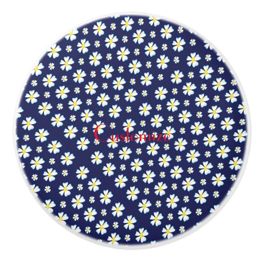 White Flower Pattern Thunder_Cove Keramische Knop (Voorkant)