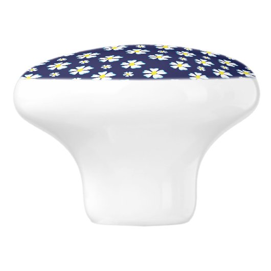 White Flower Pattern Thunder_Cove Keramische Knop (Zijkant)