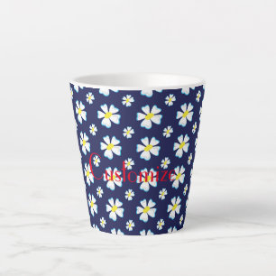 White Flower Pattern Thunder_Cove Latte Mok